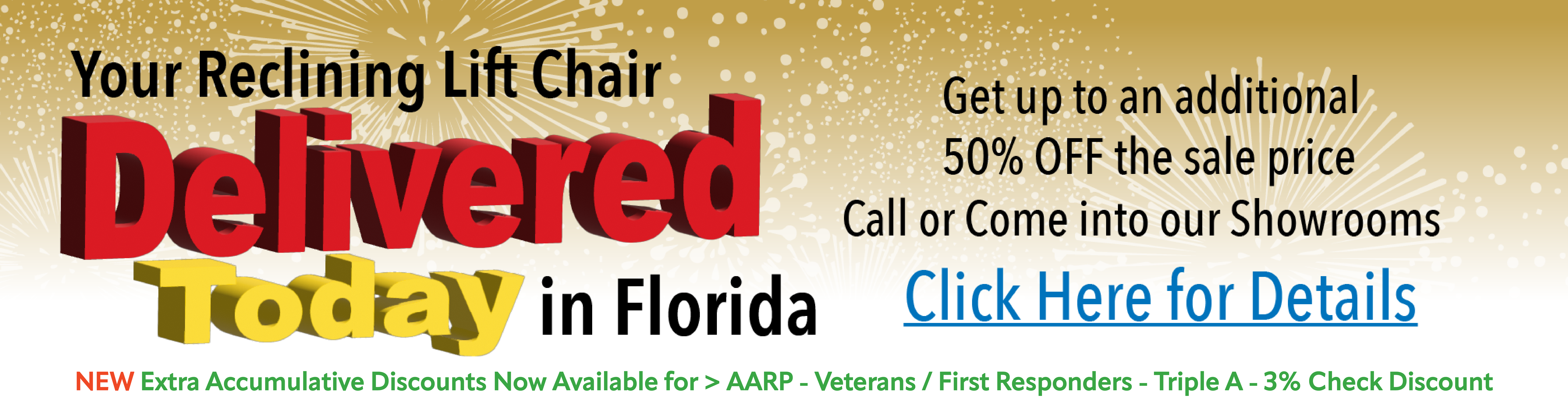 We carry a full selection of Pride & Golden Tech Reclining Lift Chairs in our Citrus showroom ready for same day delivery.